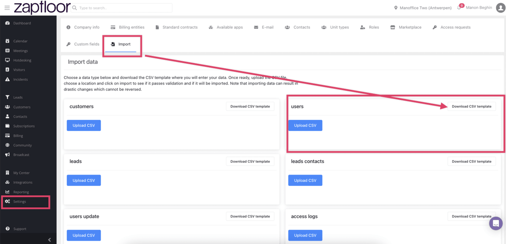 Adding users through a CSV file